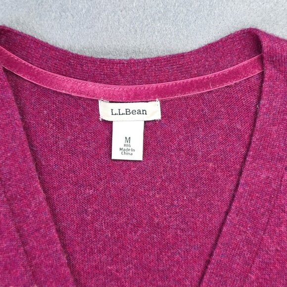 LL Bean Sweater Womens M Red Pink Fair Isle Floral Cardigan Button Front Preppy - Picture 3 of 9